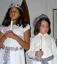 girls participating in the st. lucia celebration